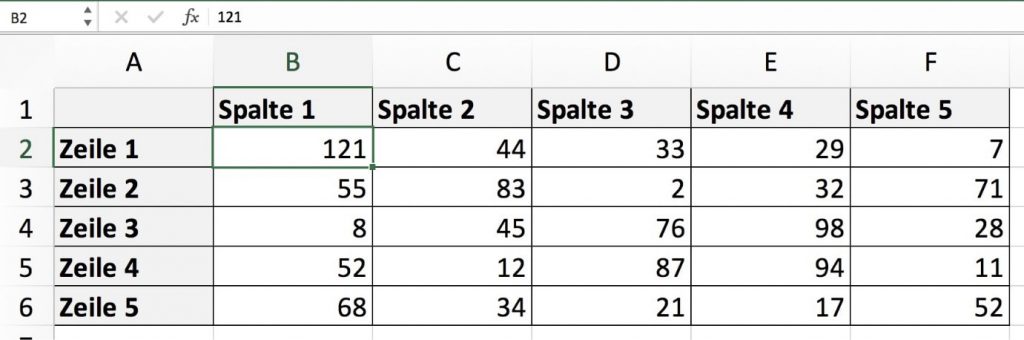 Excel-Fenster fixieren horizontal und vertikal Schritt 1