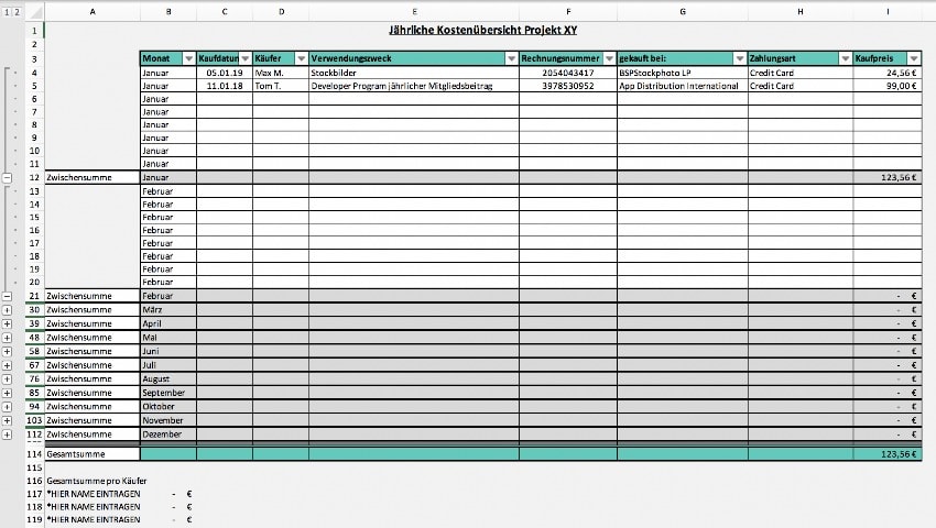 Am Schnellsten Kostenkalkulation Excel Vorlage